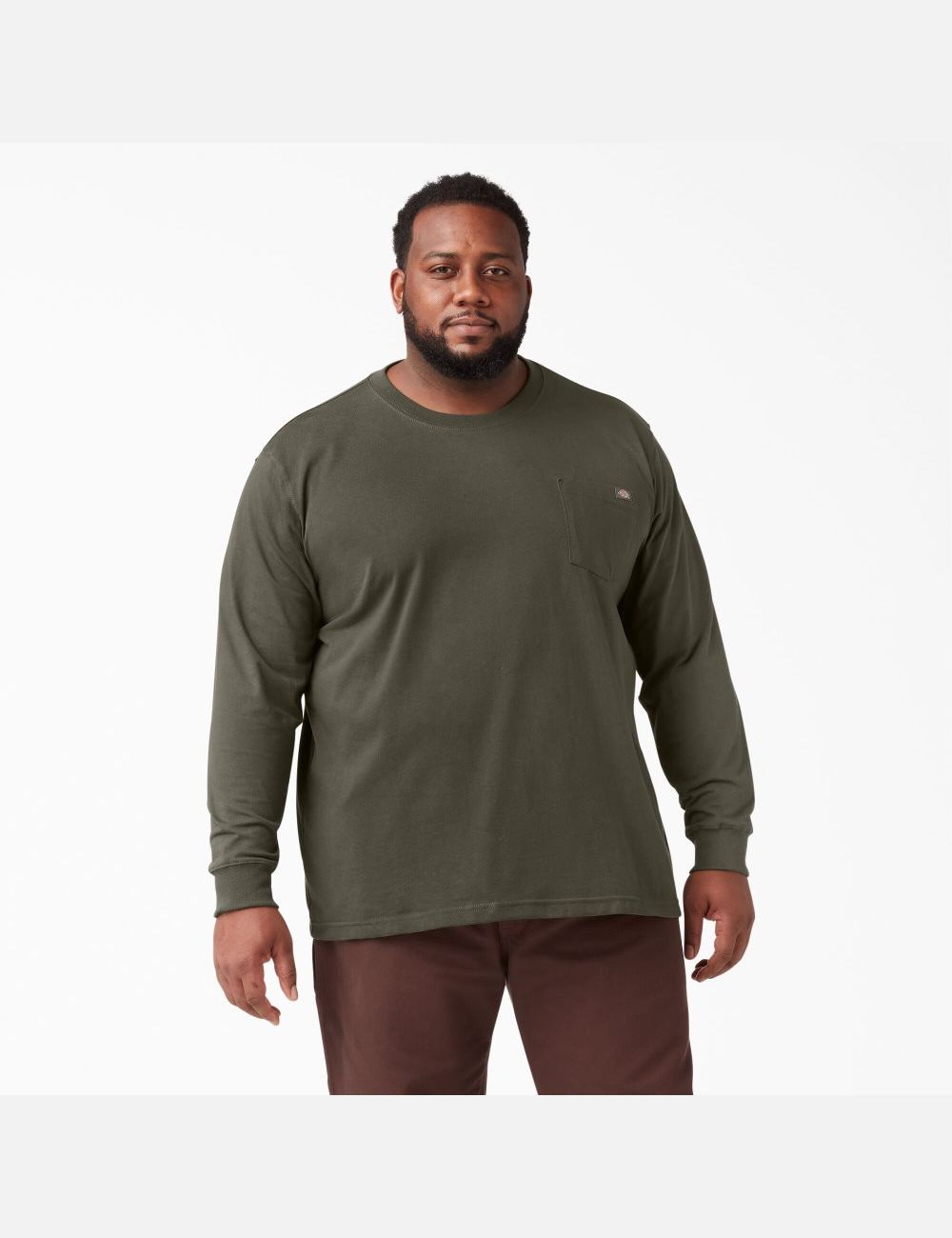 Moss Green Dickies Heavyweight Crew Neck Shirts | 849RPAZKQ