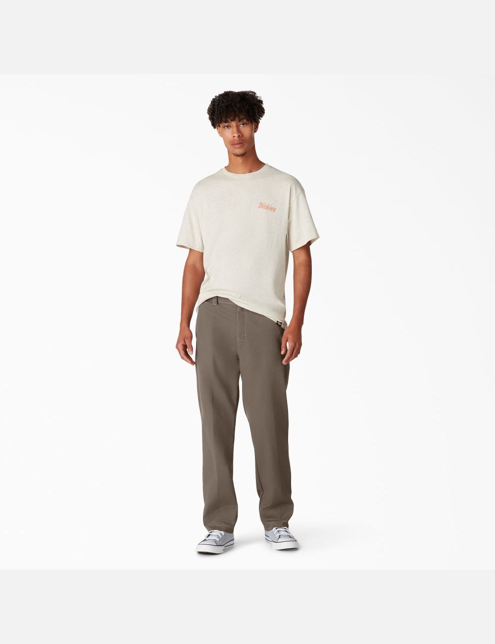 Mushroom Contrast Topstitch Dickies Slim Fit Skateboarding Pants | 053QYMWAN