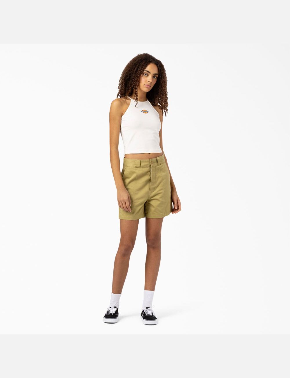 Natural Beige Dickies Chain Lake Cropped Tank Top | 057KAUCER