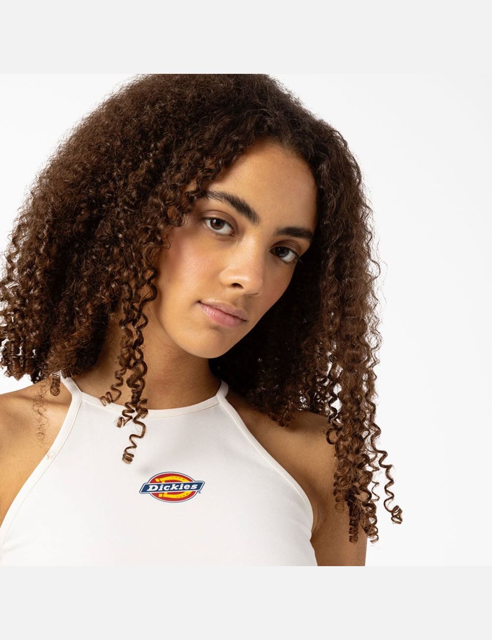 Natural Beige Dickies Chain Lake Cropped Tank Top | 057KAUCER