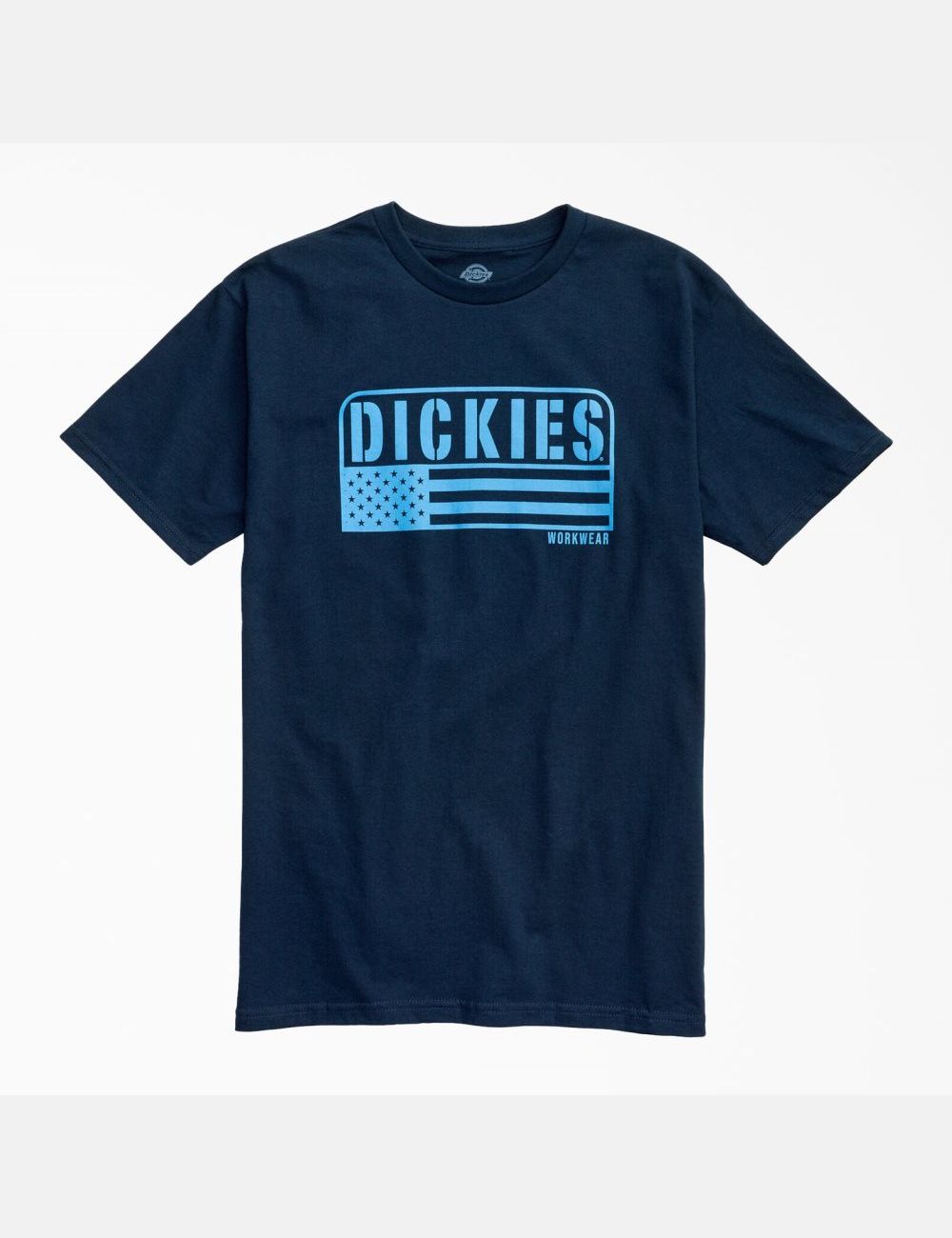 Navy Blue Dickies American Flag Graphic T-Shirts | 574HVLOAE