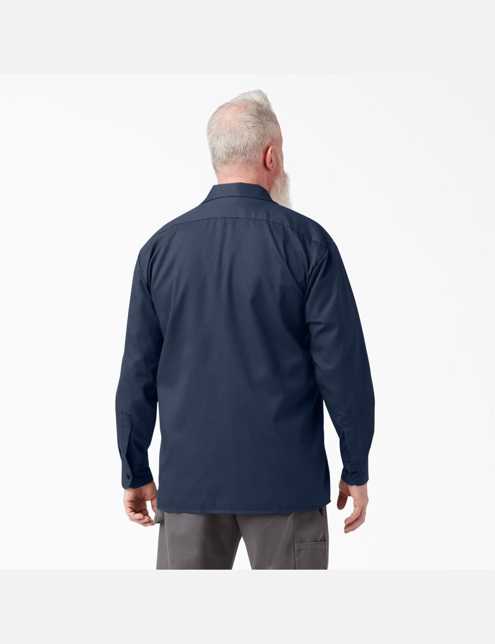 Navy Blue Dickies Long Sleeve Work Shirts | 850ERGIWQ