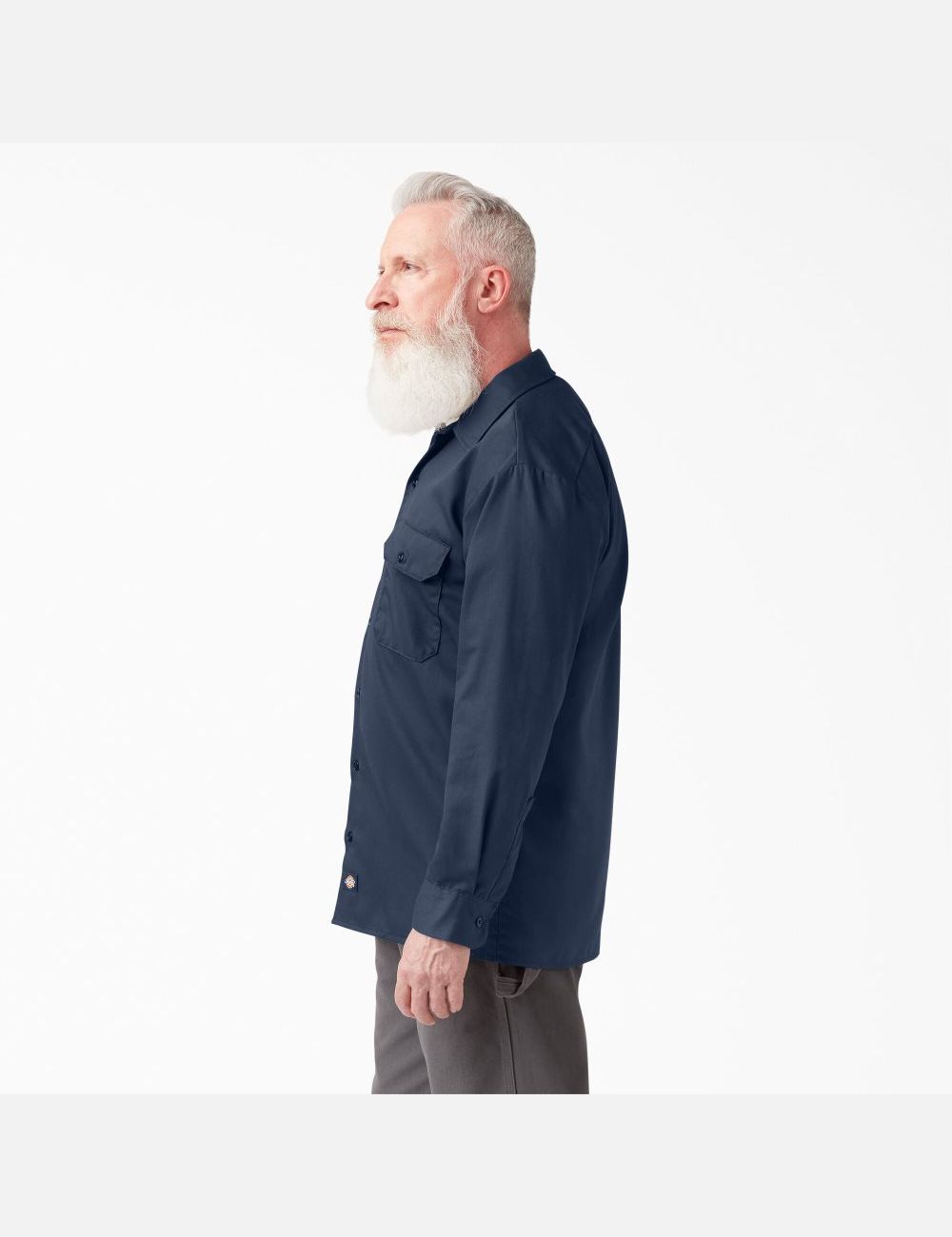 Navy Blue Dickies Long Sleeve Work Shirts | 850ERGIWQ