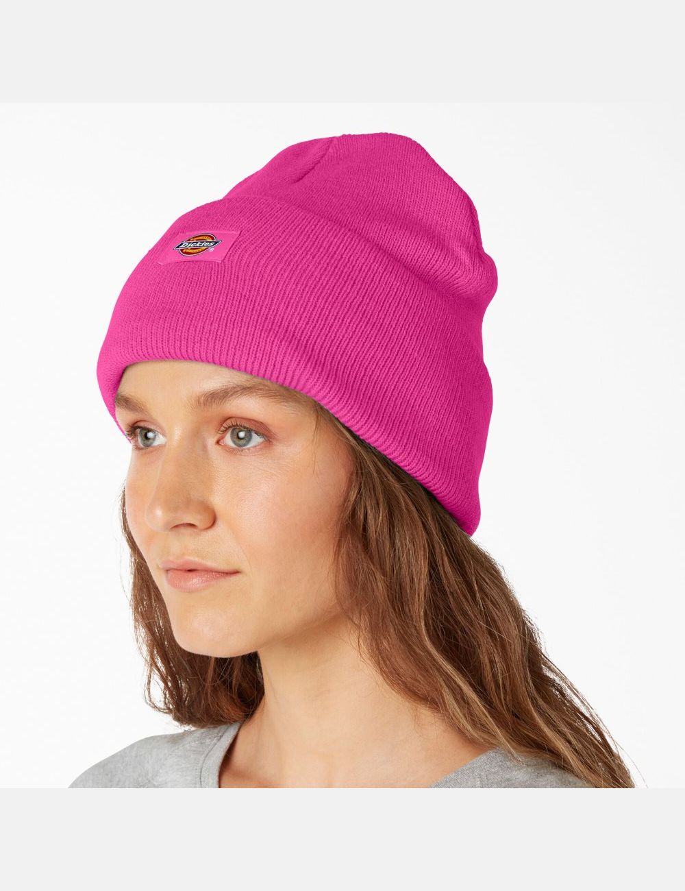 Neon Pink Dickies Cuffed Knit Hats | 675UFQYRD