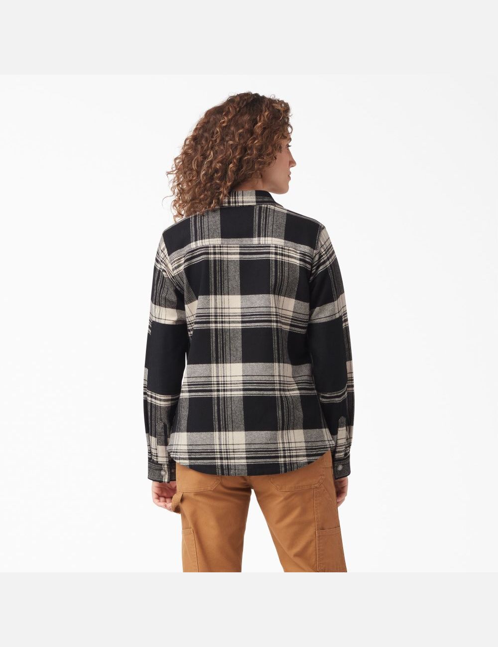 Oatmeal/Black Plaid Dickies DuraTech Renegade Flannel Shirt Button Up | 567NLUBCJ