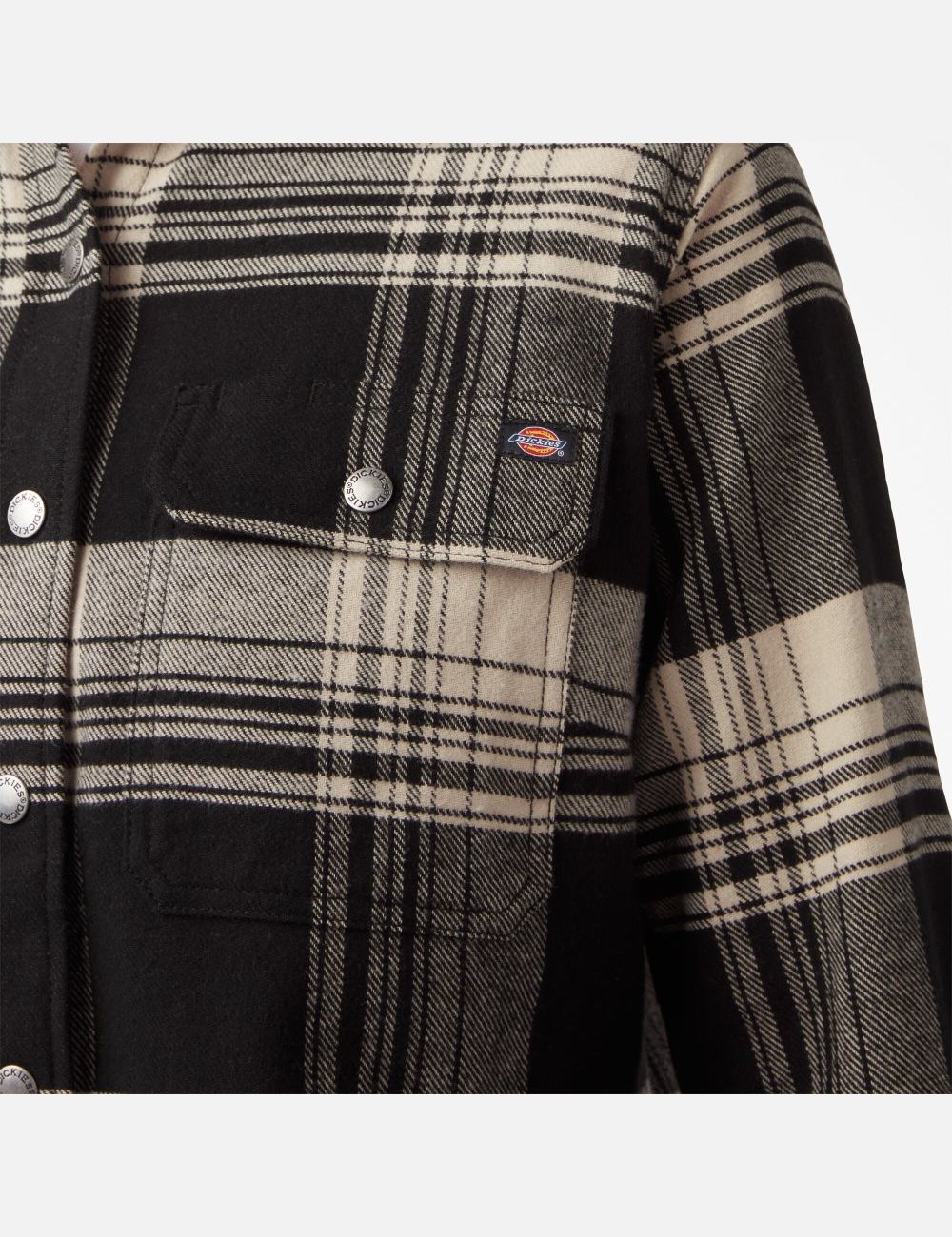 Oatmeal/Black Plaid Dickies DuraTech Renegade Flannel Shirt Button Up | 567NLUBCJ