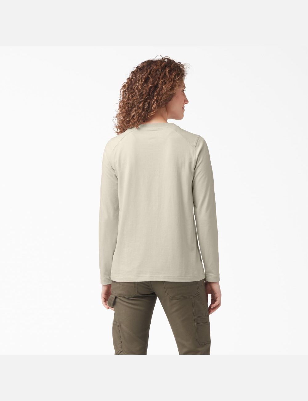 Oatmeal Dickies Heavyweight Henley Long Sleeve T-Shirts | 542KLXMVE