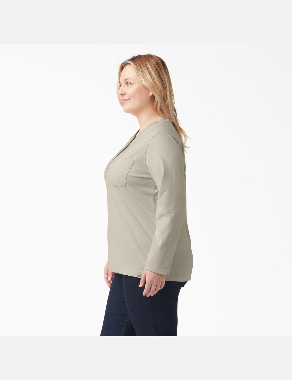 Oatmeal Dickies Plus Heavyweight Henley Tops | 978KOEMTI