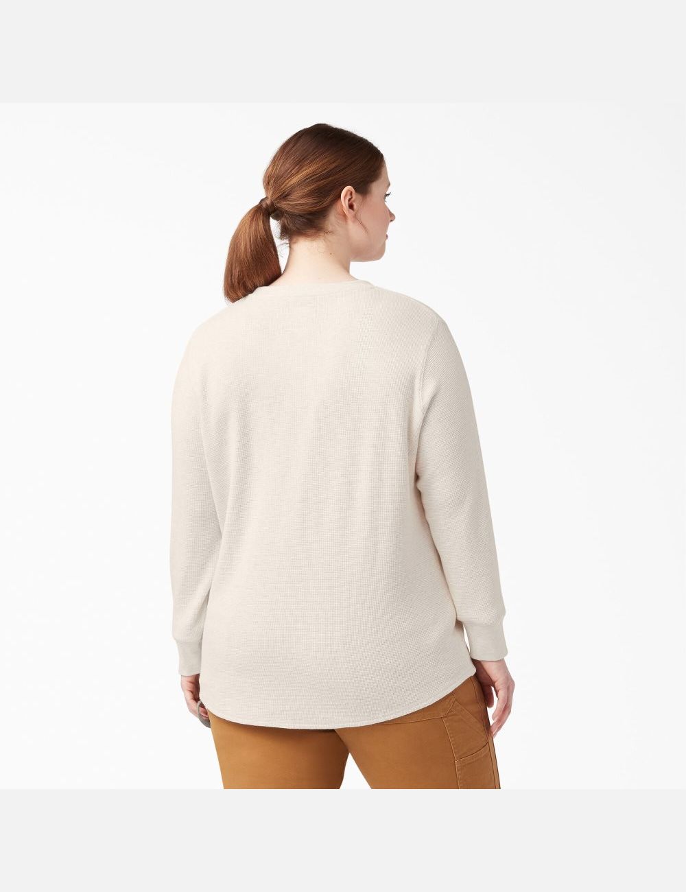 Oatmeal Heather Dickies Plus Thermal Long Sleeve T-Shirts | 615VXDIRC