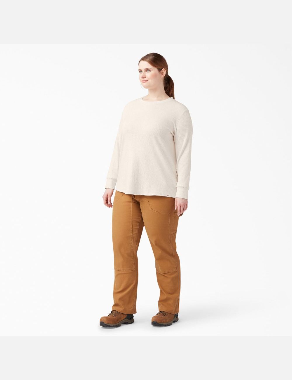 Oatmeal Heather Dickies Plus Thermal Long Sleeve T-Shirts | 615VXDIRC