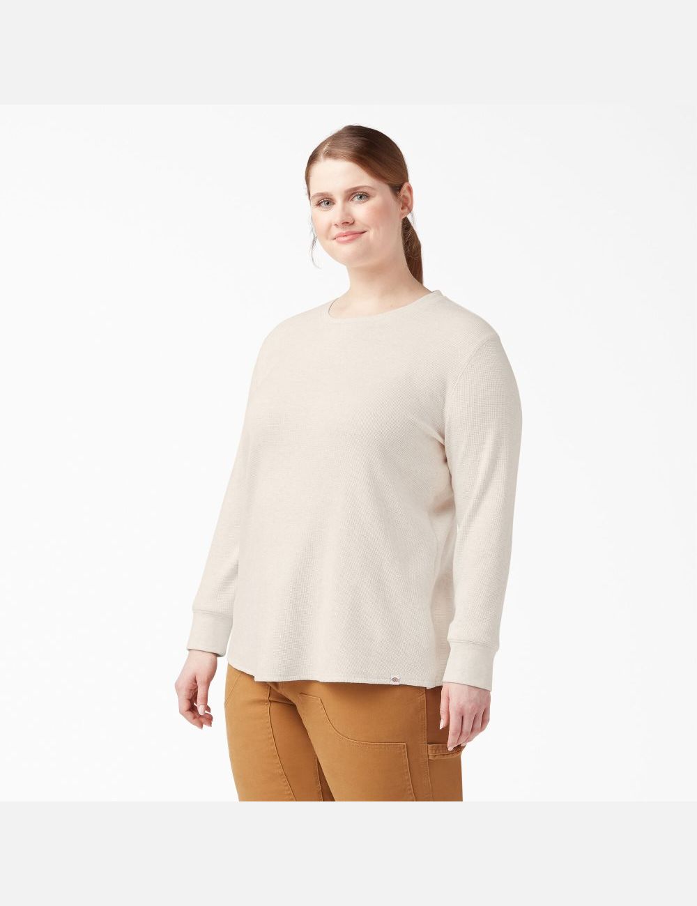 Oatmeal Heather Dickies Plus Thermal Long Sleeve T-Shirts | 615VXDIRC