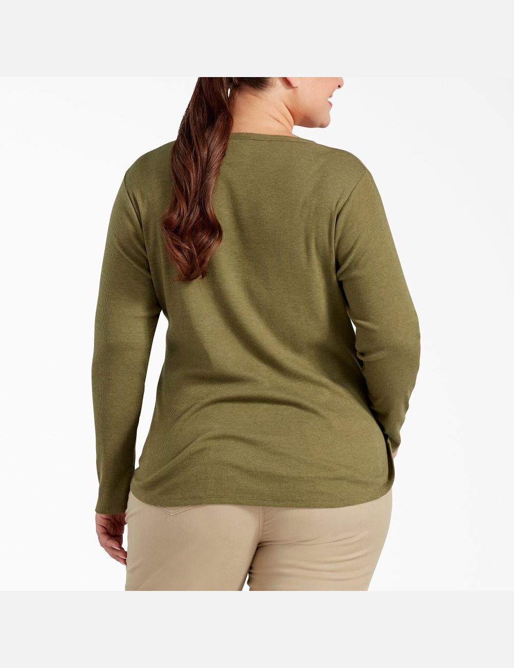 Olive Dickies Plus Henley Long Sleeve T-Shirts | 380XOPRKY