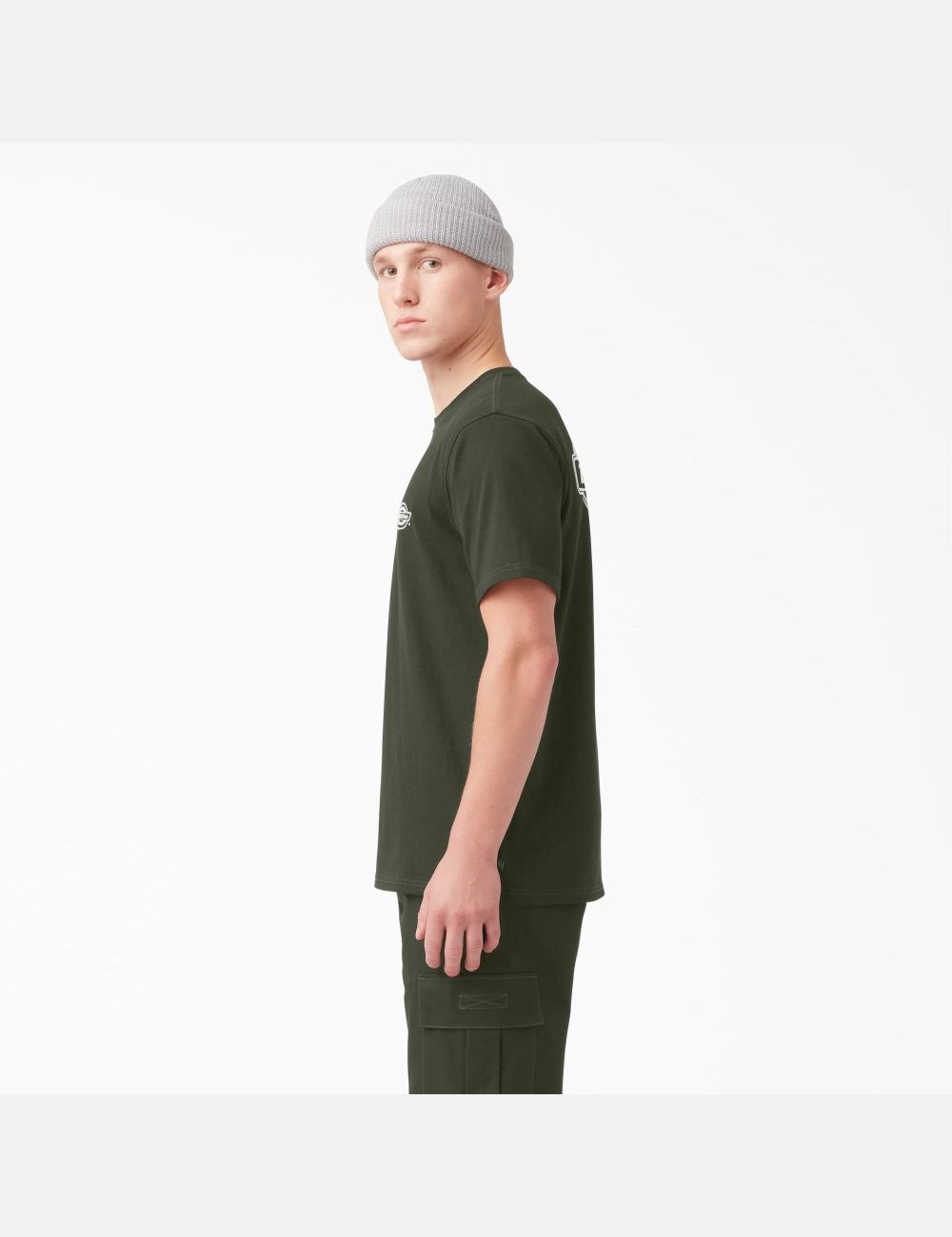 Olive Green Dickies Back Logo Graphic T-Shirts | 154MWTHAG