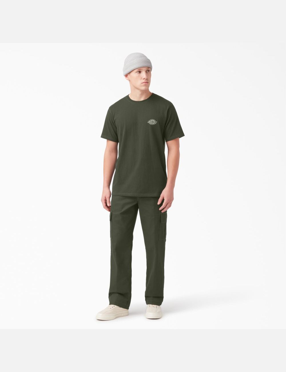 Olive Green Dickies Back Logo Graphic T-Shirts | 154MWTHAG