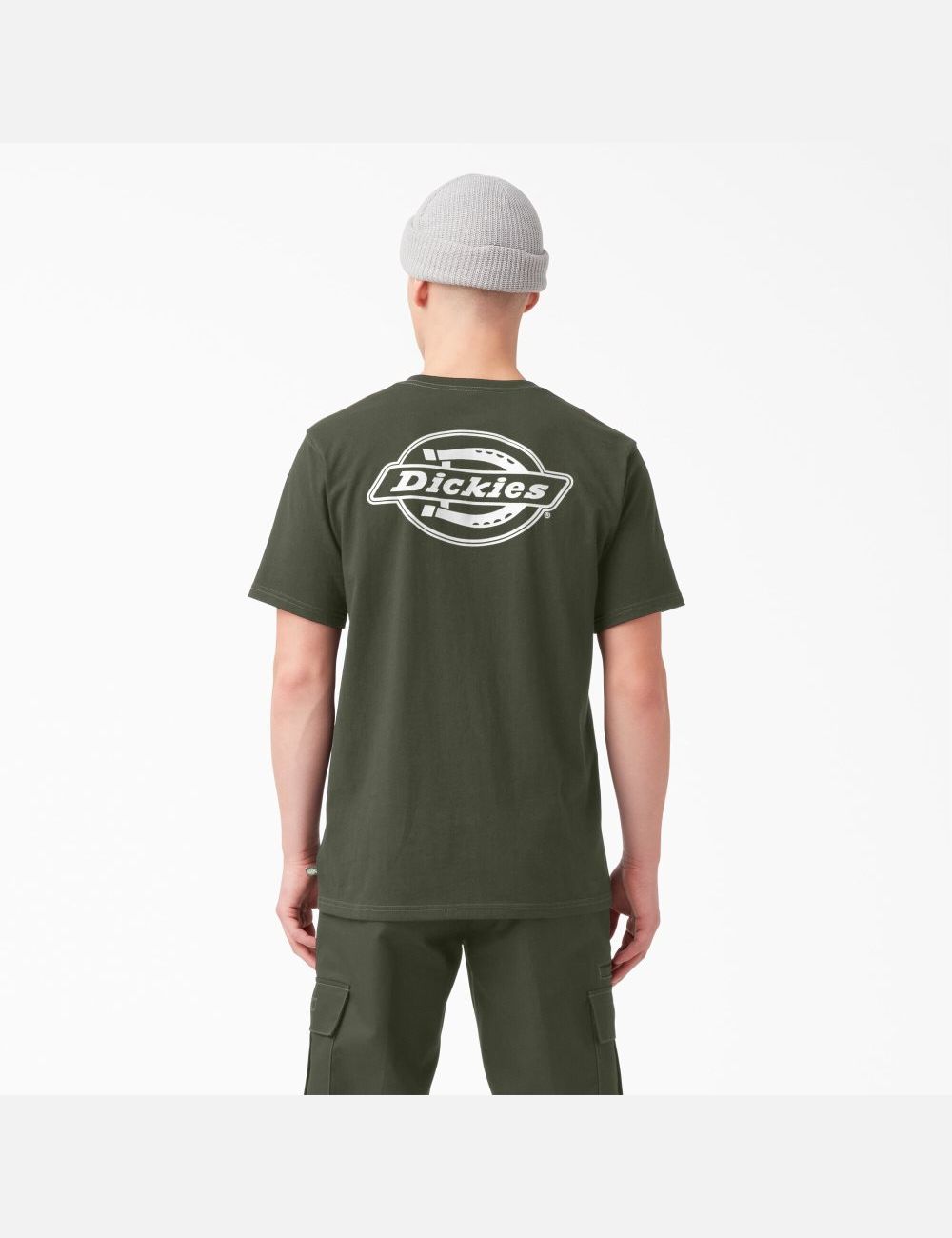 Olive Green Dickies Back Logo Graphic T-Shirts | 154MWTHAG