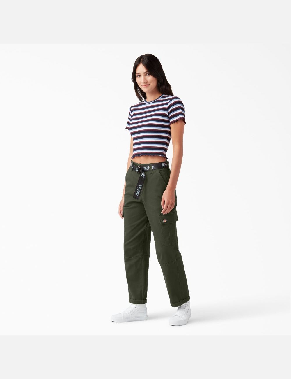 Olive Green Dickies Cropped Cargo Pants | 937AHMGLN