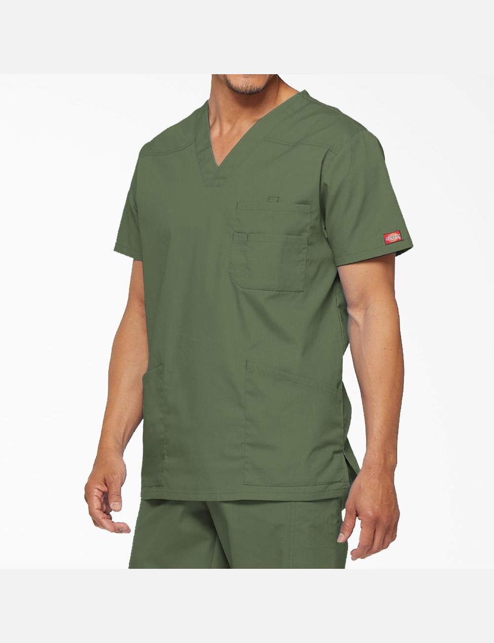 Olive Green Dickies EDS Signature V-Neck Top Scrubs | 961AGNSZY