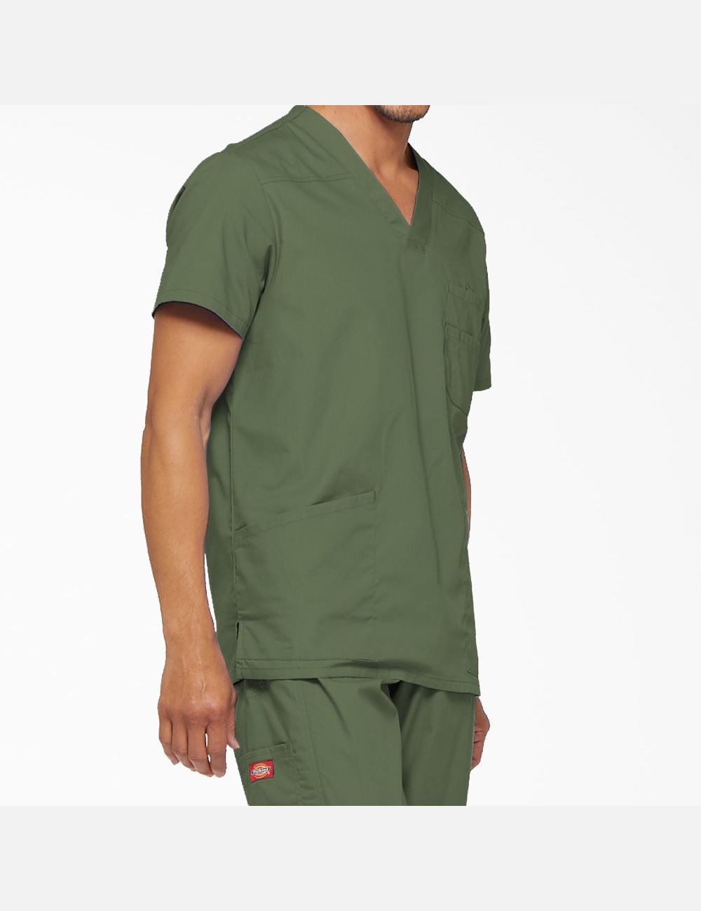 Olive Green Dickies EDS Signature V-Neck Top Scrubs | 961AGNSZY