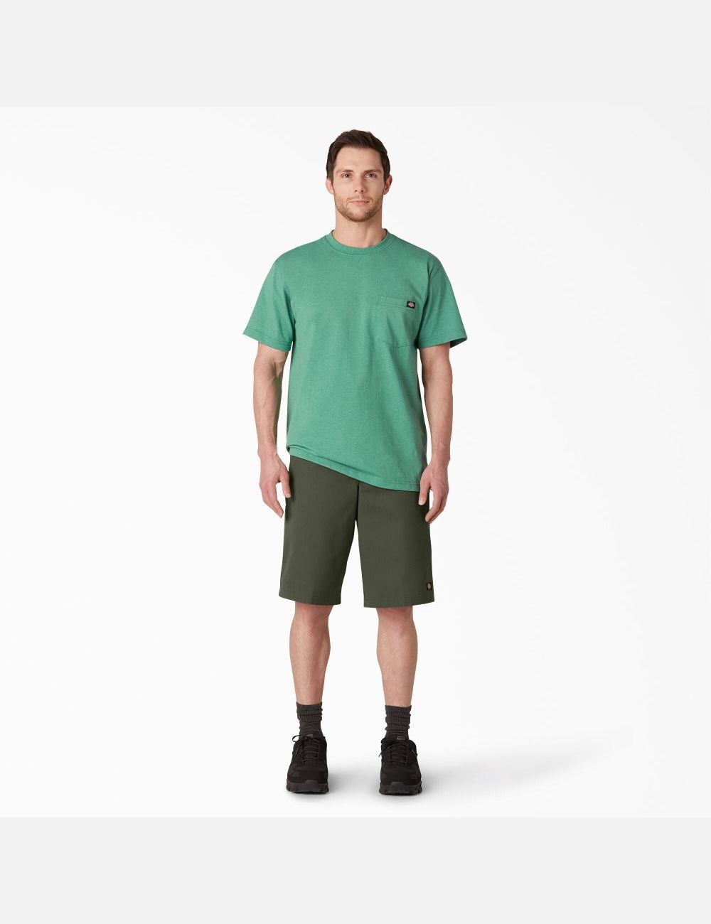 Olive Green Dickies Loose Fit Flat Front Shorts | 234ZCOYUA