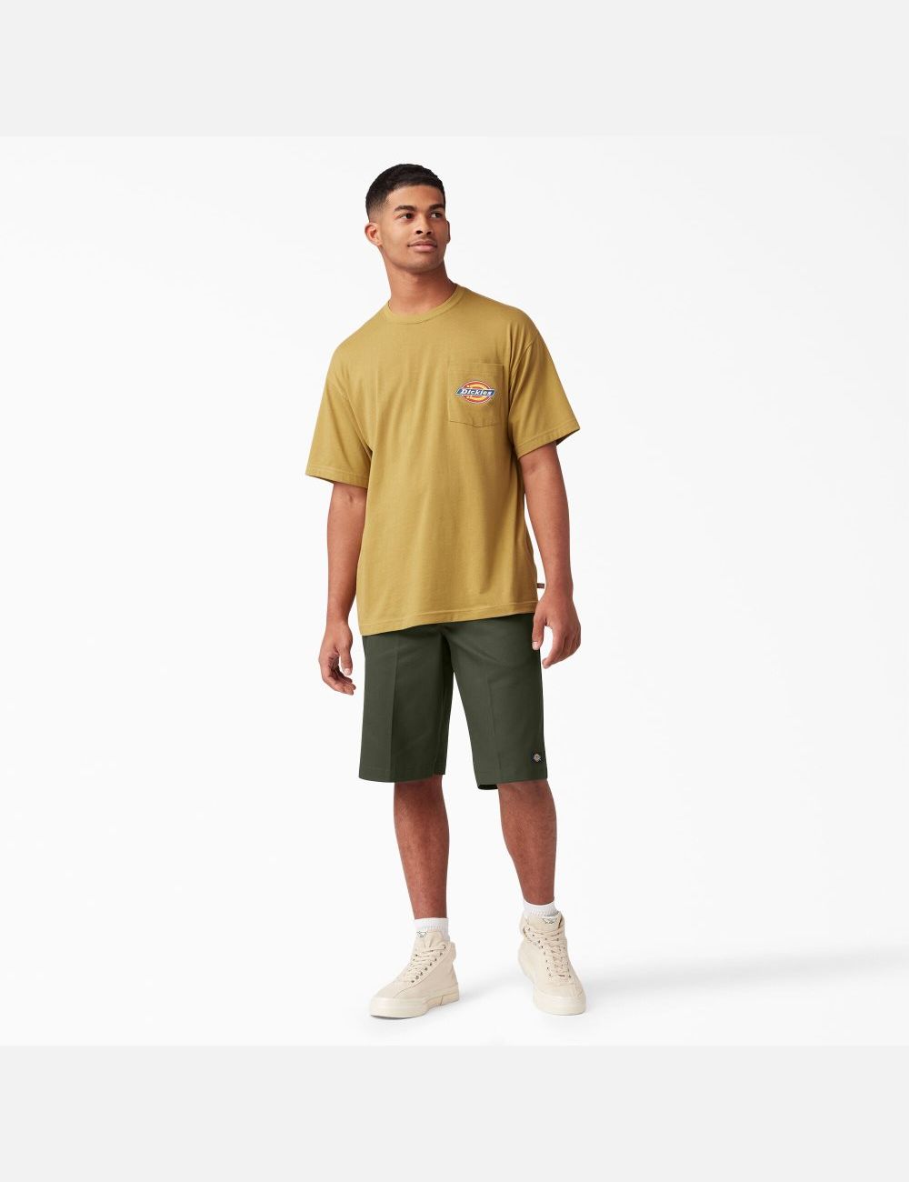 Olive Green Dickies Loose Fit Flat Front Shorts | 234ZCOYUA