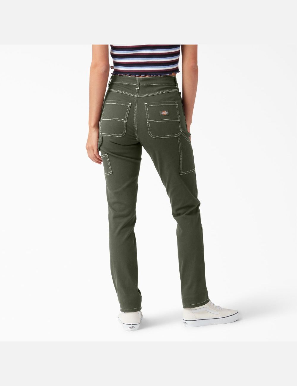 Olive Green Dickies Roll Hem Carpenter Pants | 089UCKVST