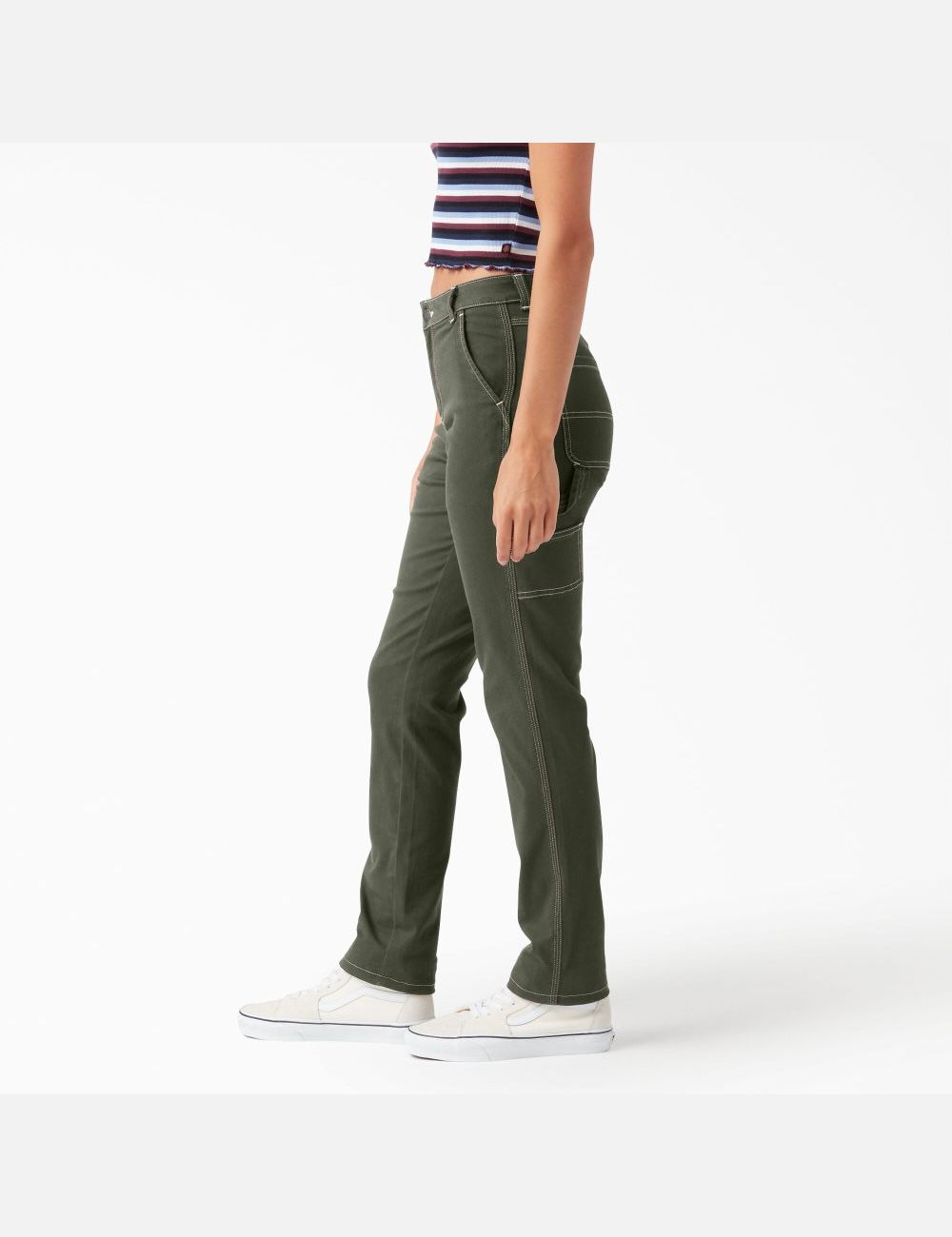 Olive Green Dickies Roll Hem Carpenter Pants | 089UCKVST