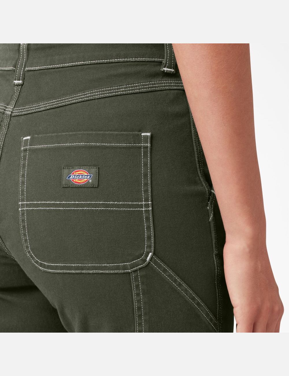 Olive Green Dickies Roll Hem Carpenter Pants | 089UCKVST