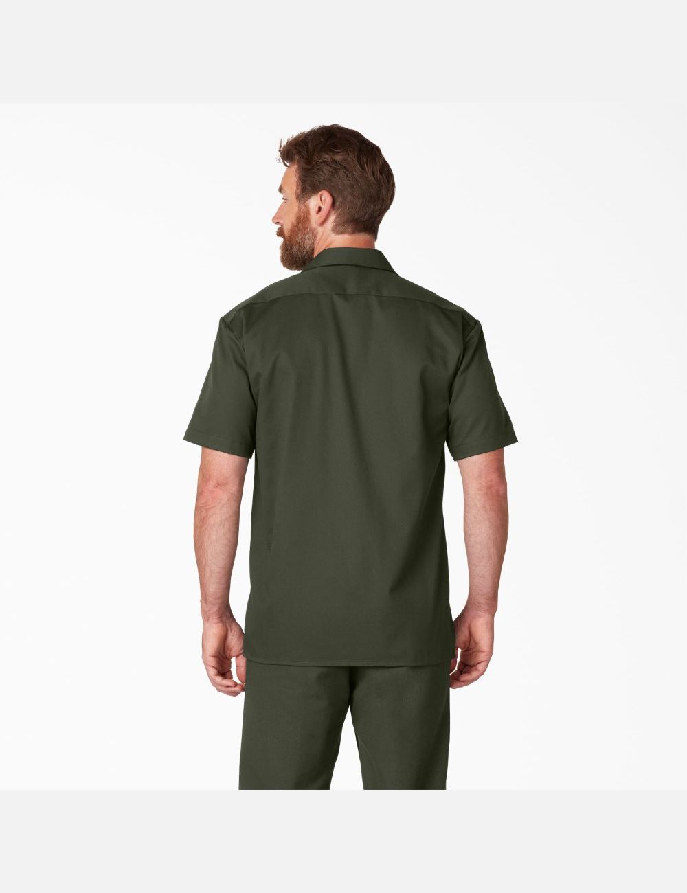 Olive Green Dickies Short Sleeve Shirts | 904NTOVFA