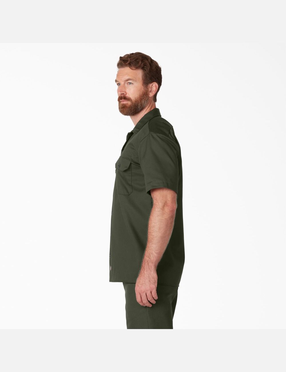 Olive Green Dickies Short Sleeve Shirts | 904NTOVFA