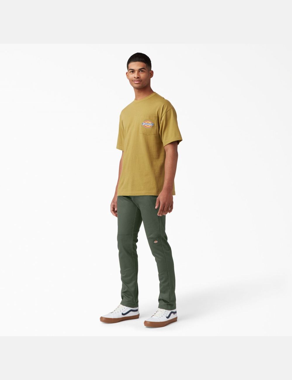 Olive Green Dickies Skinny Fit Straight Leg Double Knee Pants | 603ZDWIYU