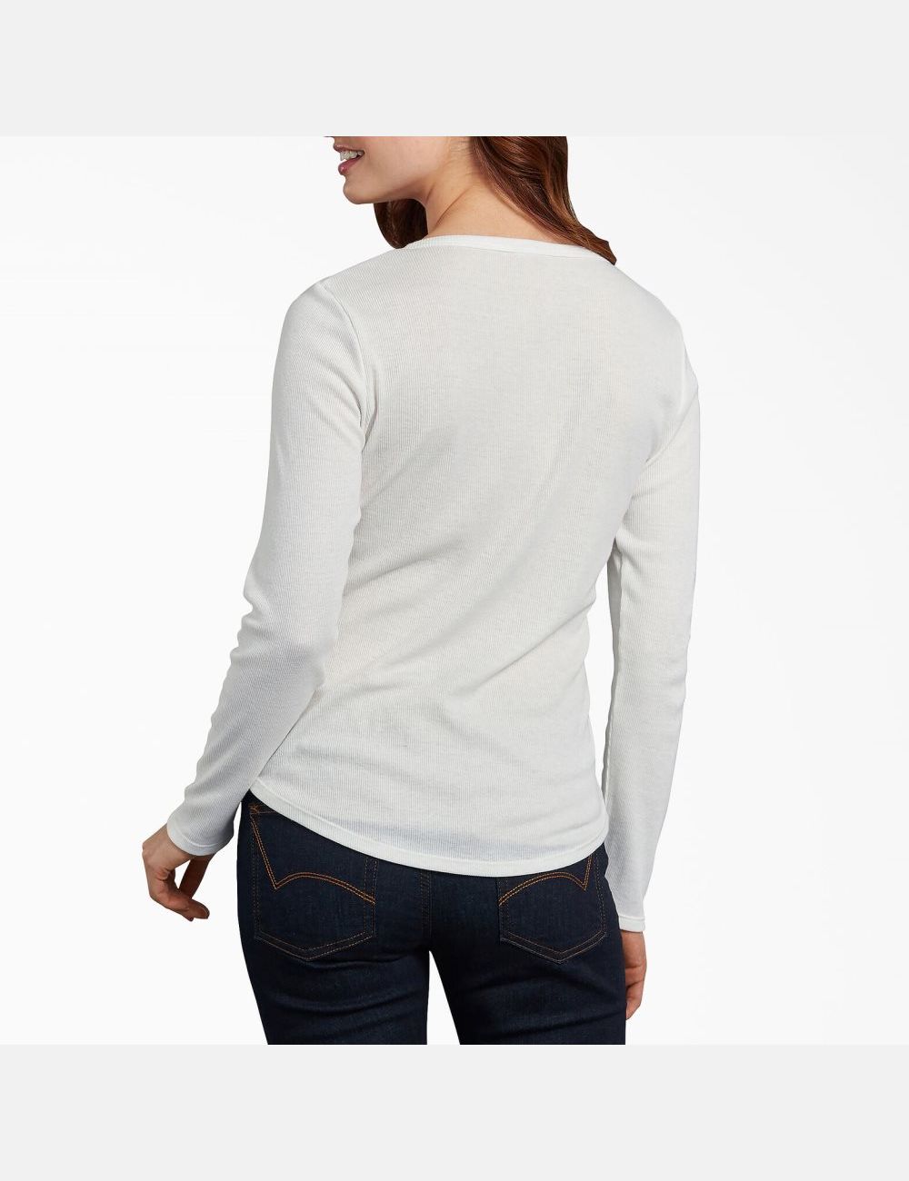 Opaque White Dickies Henley Long Sleeve T-Shirts | 570RHDJQF