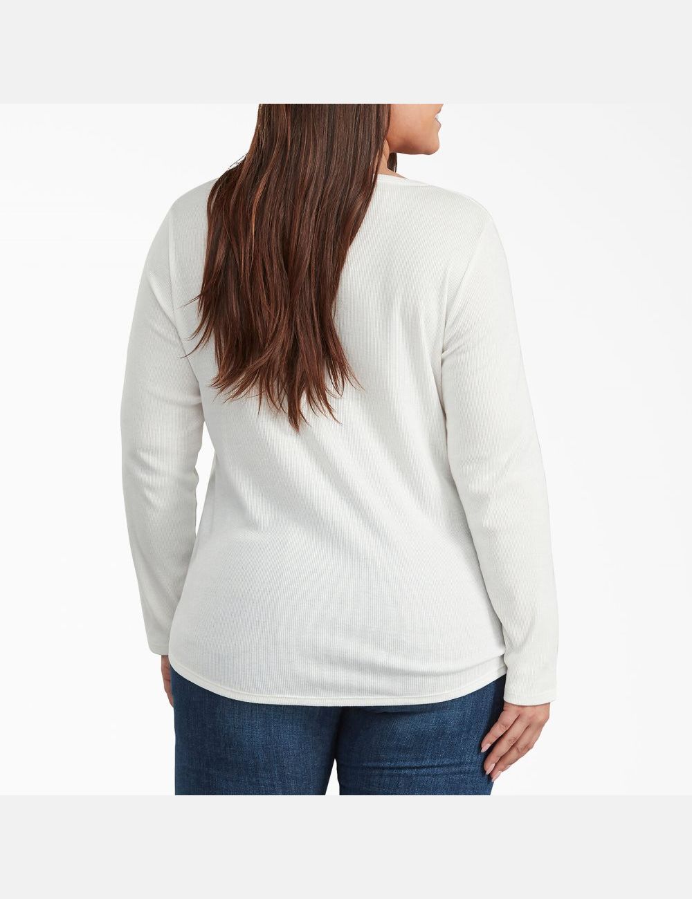 Opaque White Dickies Plus Henley Long Sleeve T-Shirts | 324SMPYXH