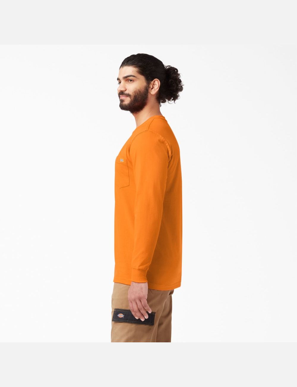 Orange Dickies Heavyweight Crew Neck Long Sleeve T-Shirts | 195VKCBXH