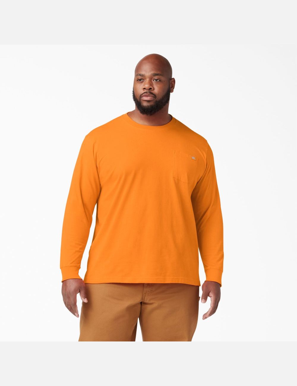 Orange Dickies Heavyweight Crew Neck Long Sleeve T-Shirts | 195VKCBXH