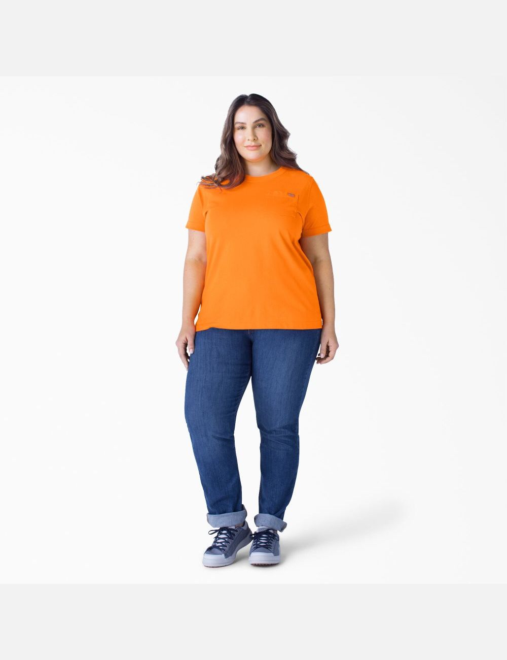 Orange Dickies Plus Heavyweight Short Sleeve T-Shirts | 725RSFQLA