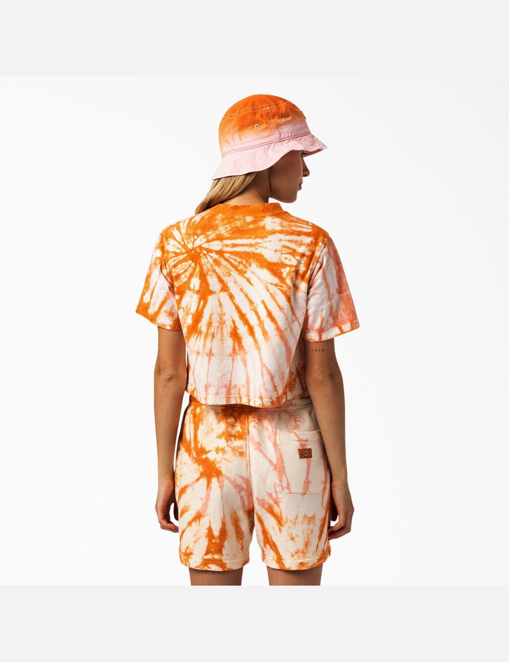 Orange Dickies Seatac Tie-Dye Cropped T-Shirts | 854WMHFIC