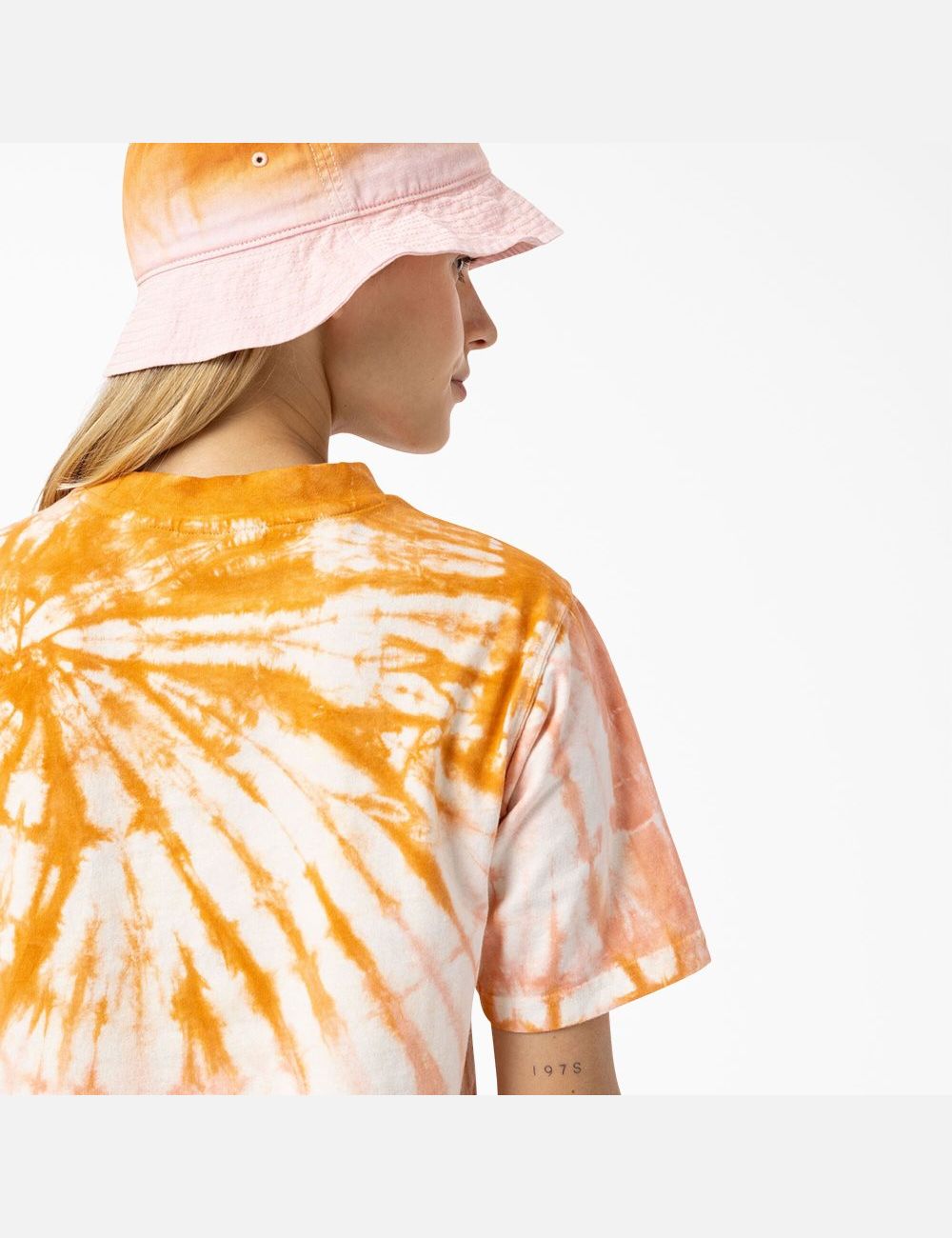 Orange Dickies Seatac Tie-Dye Cropped T-Shirts | 854WMHFIC