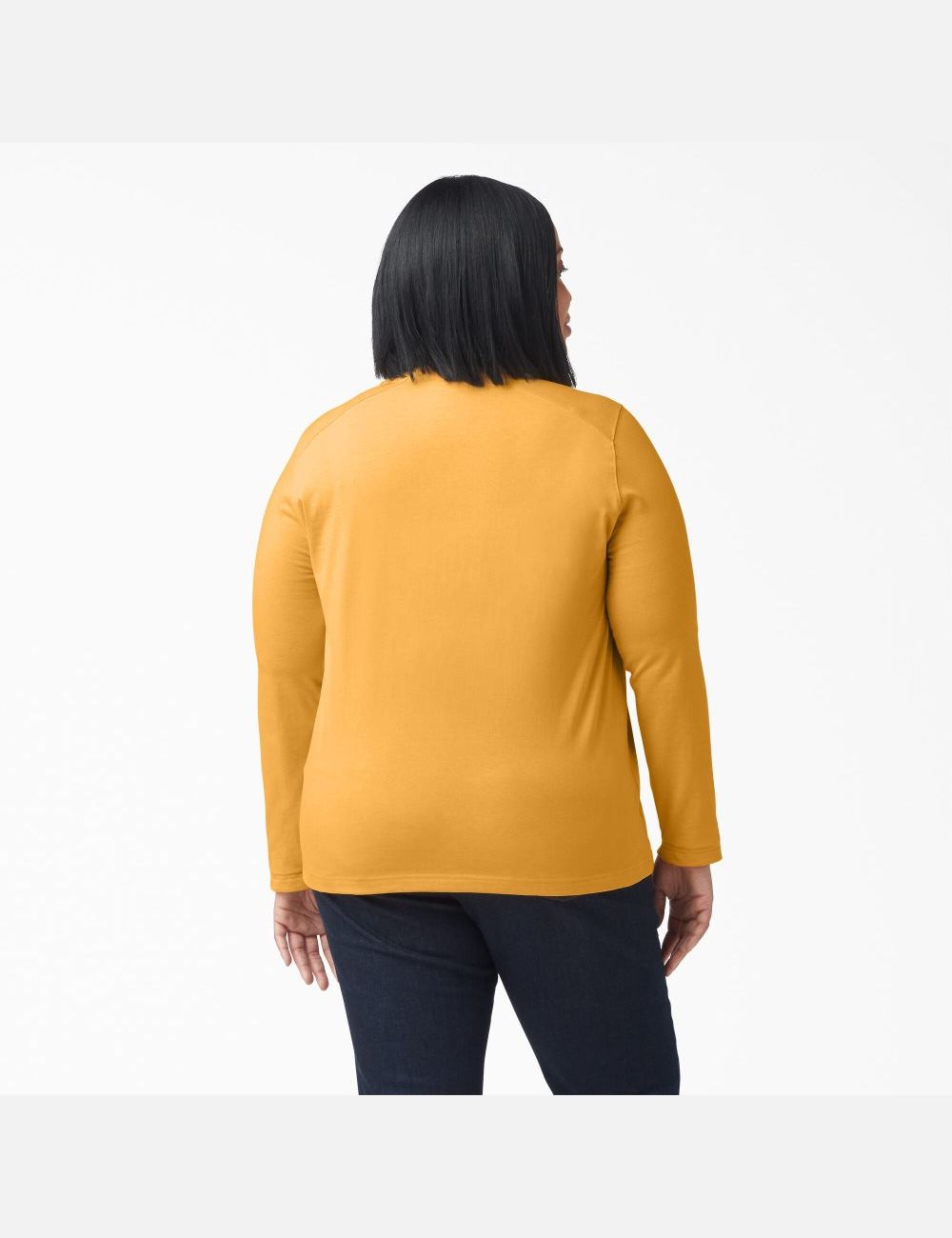 Orange Glow Dickies Plus Heavyweight Henley Tops | 470XYGEUM