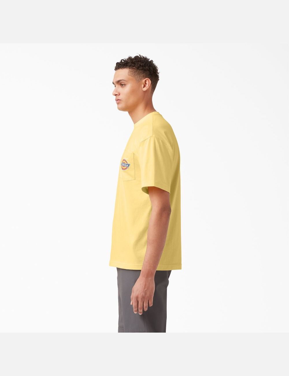 Pale Banana Dickies Chest Logo Pocket T-Shirts | 609KXFDVT