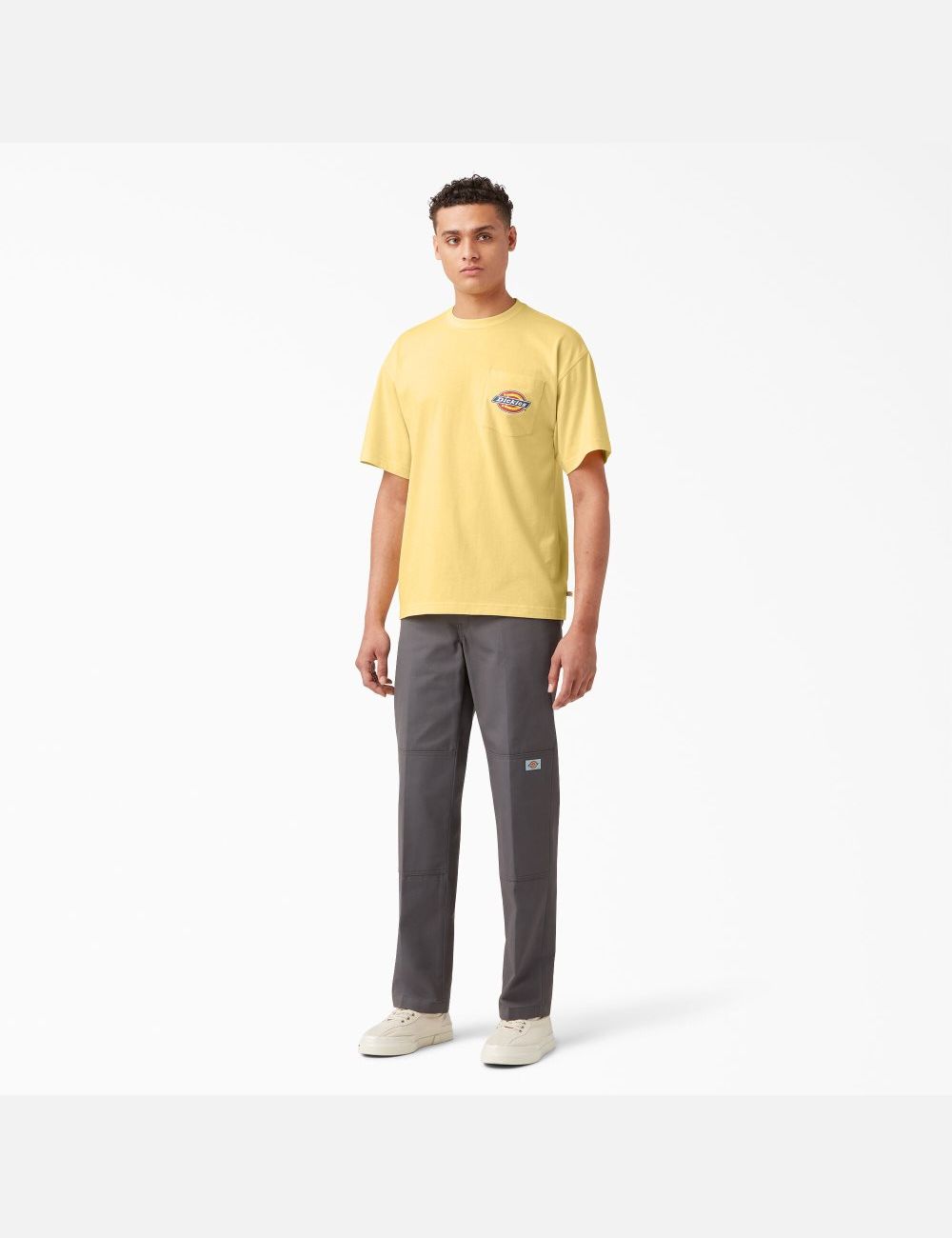 Pale Banana Dickies Chest Logo Pocket T-Shirts | 609KXFDVT