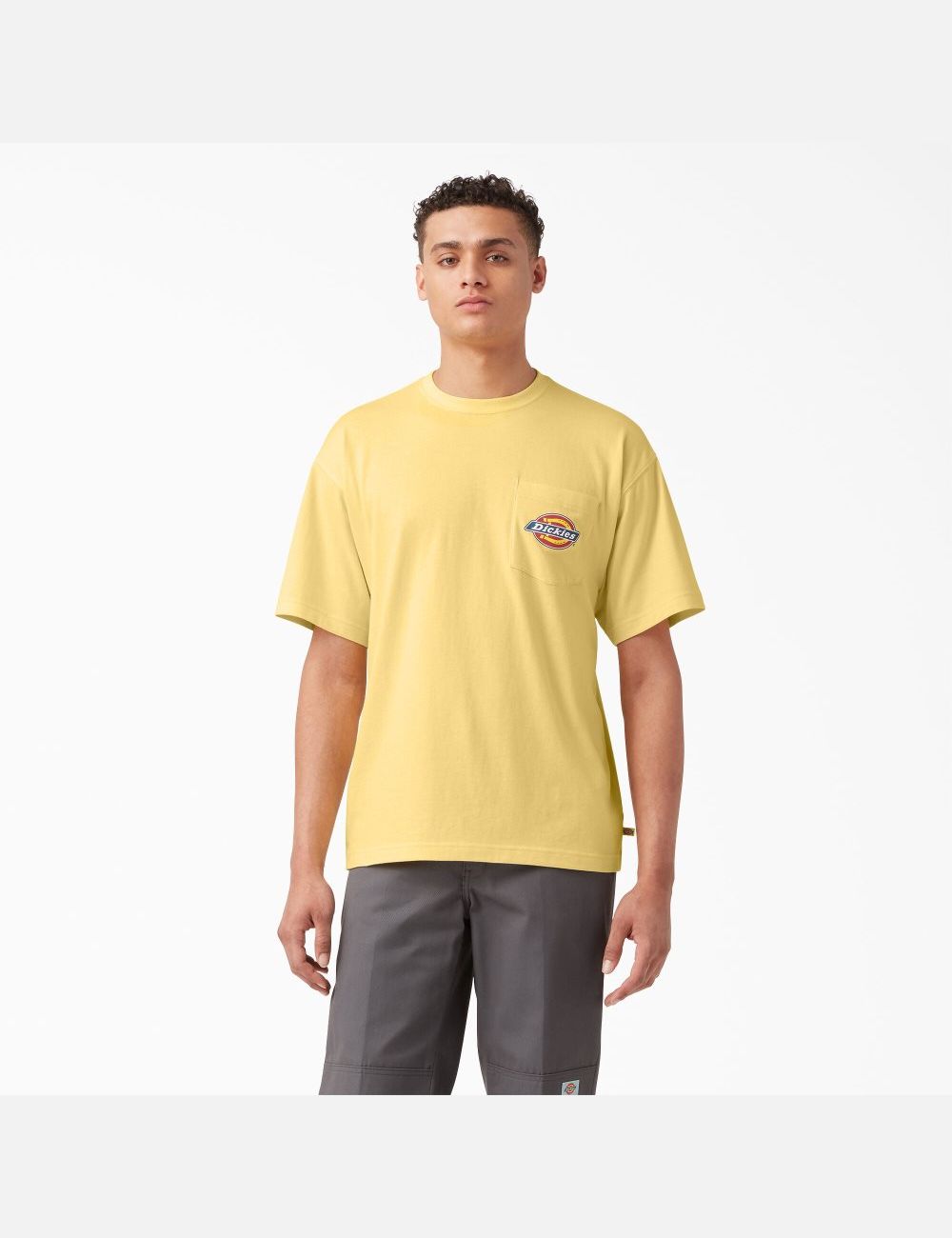 Pale Banana Dickies Chest Logo Pocket T-Shirts | 609KXFDVT