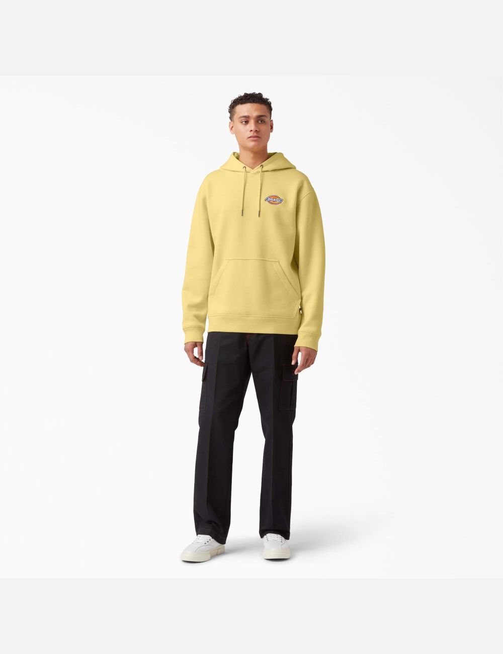 Pale Banana Dickies Fleece Embroidered Chest Logo Hoodies | 548SOKJNV