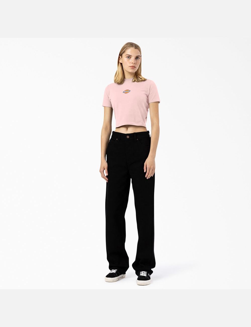 Pink Dickies Maple Valley T-Shirt Cropped Tops | 246PDLUVX