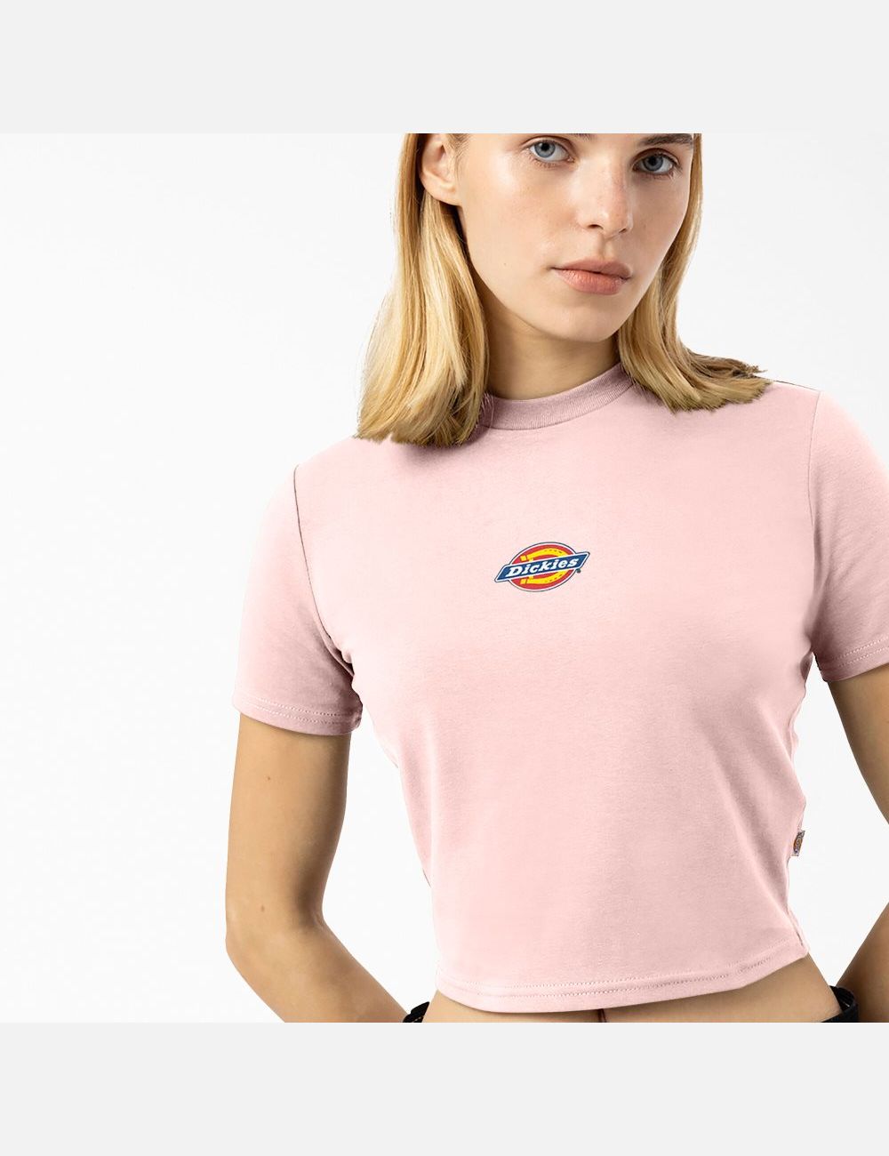 Pink Dickies Maple Valley T-Shirt Cropped Tops | 246PDLUVX