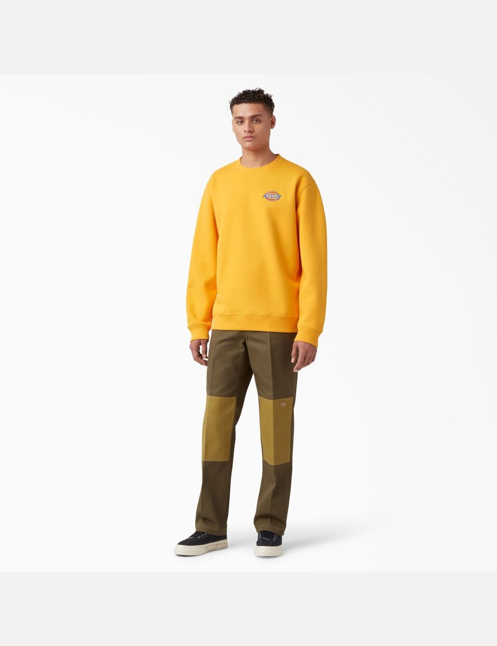 Radiant Yellow Dickies Fleece Embroidered Chest Sweatshirts | 139BPSOAX