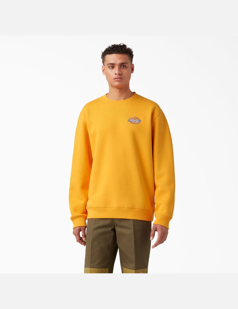 Radiant Yellow Dickies Fleece Embroidered Chest Sweatshirts | 139BPSOAX