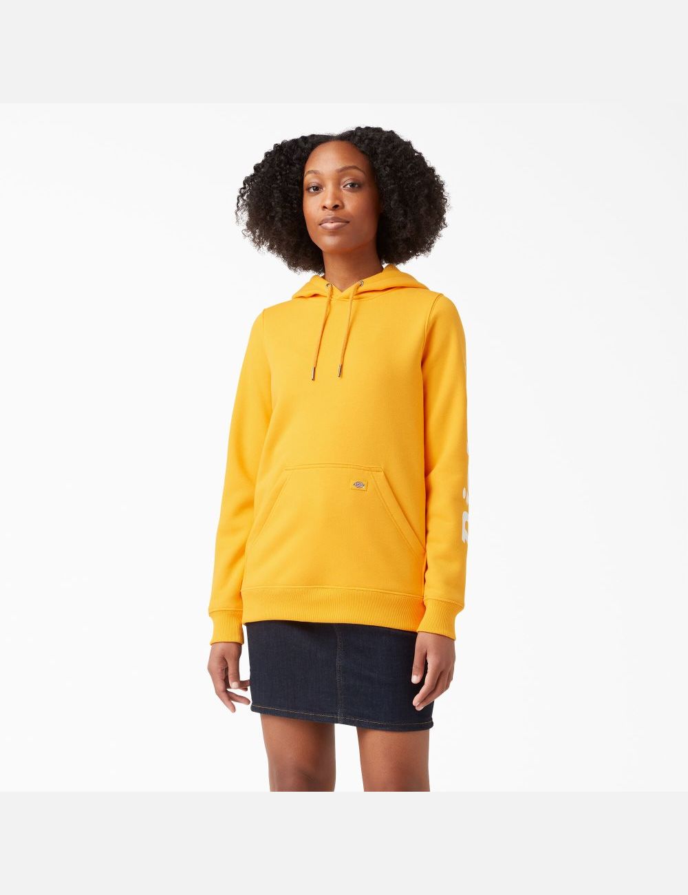 Radiant Yellow Dickies Heavyweight Logo Sleeve Hoodies | 970ASVLXD