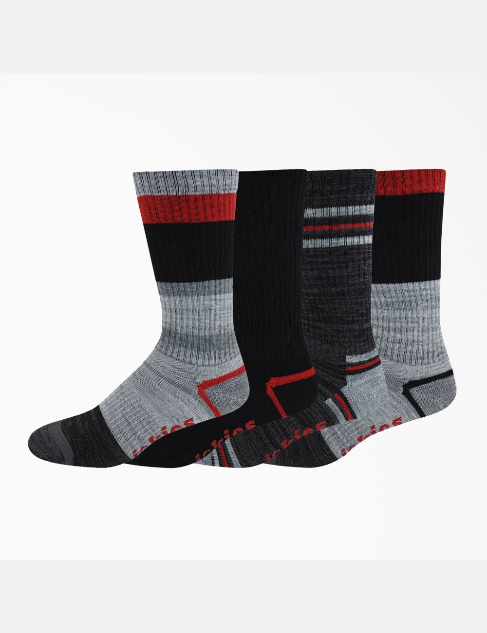 Red/Gray Stripe Dickies Striped Crew Socks | 956BTNAMH