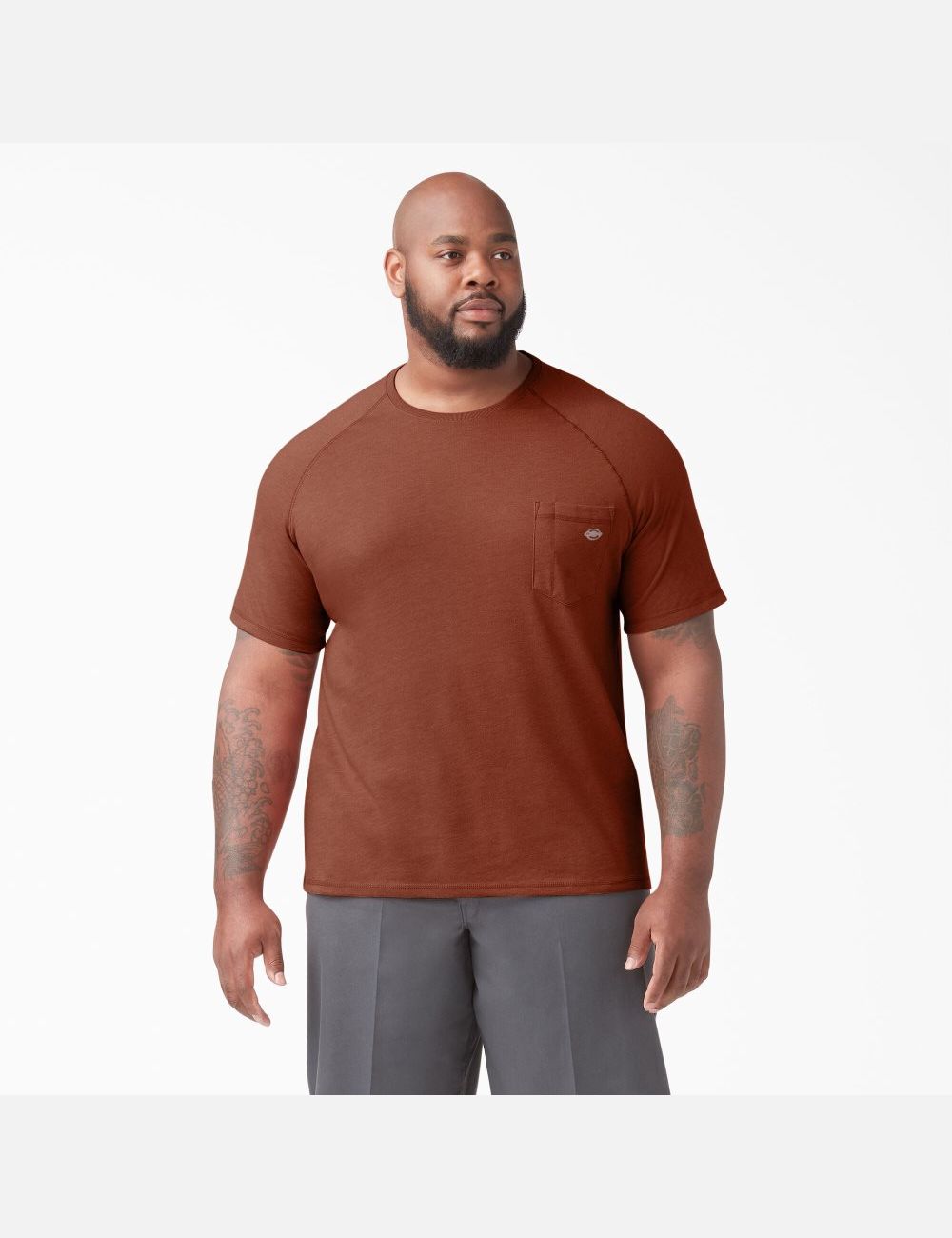 Red Rock Heather Dickies Cooling Short Sleeve Shirts | 053QRMNZP