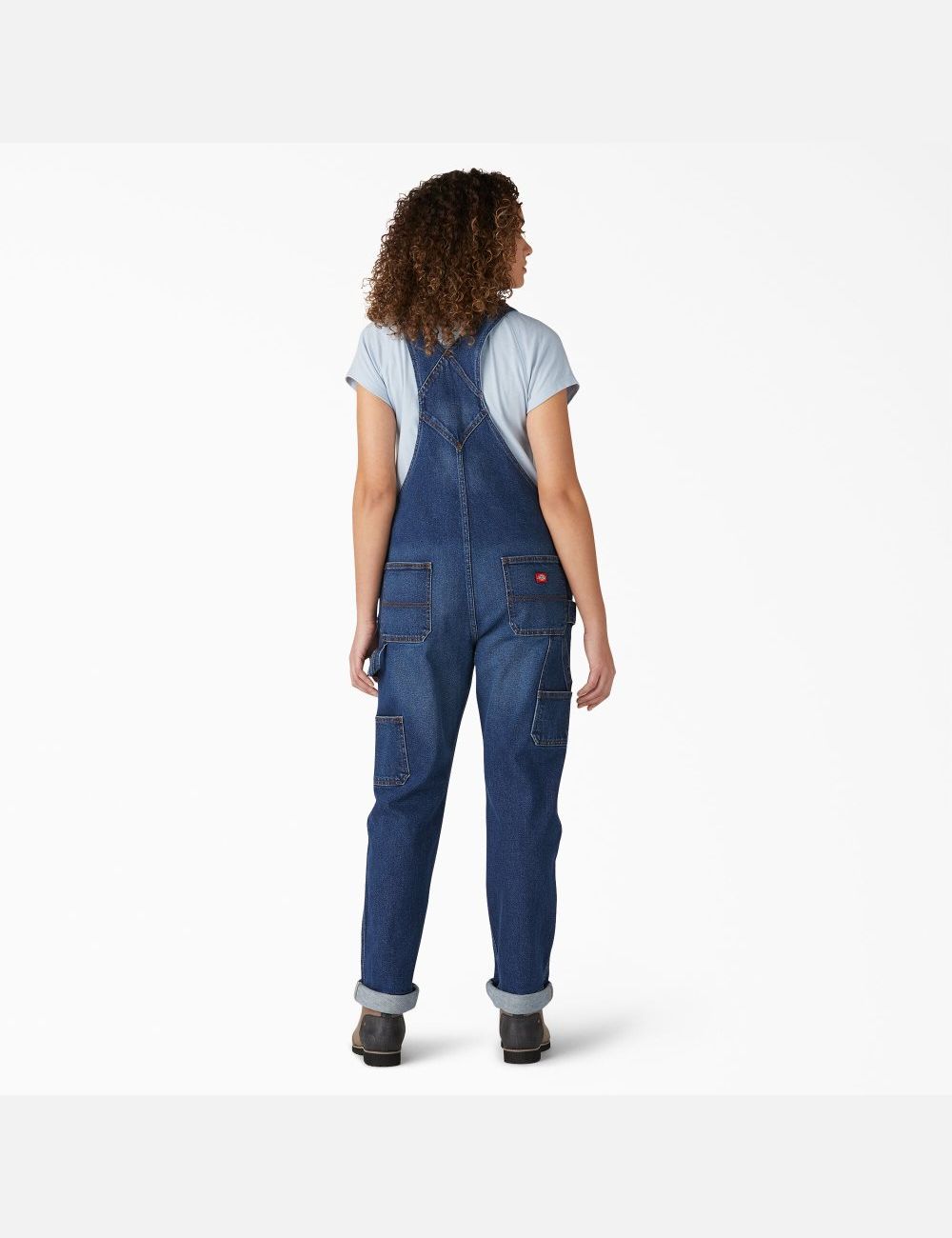 Retro Stonewashed Dickies Denim Boyfriend Fit Bib Overalls | 678GXKCBP